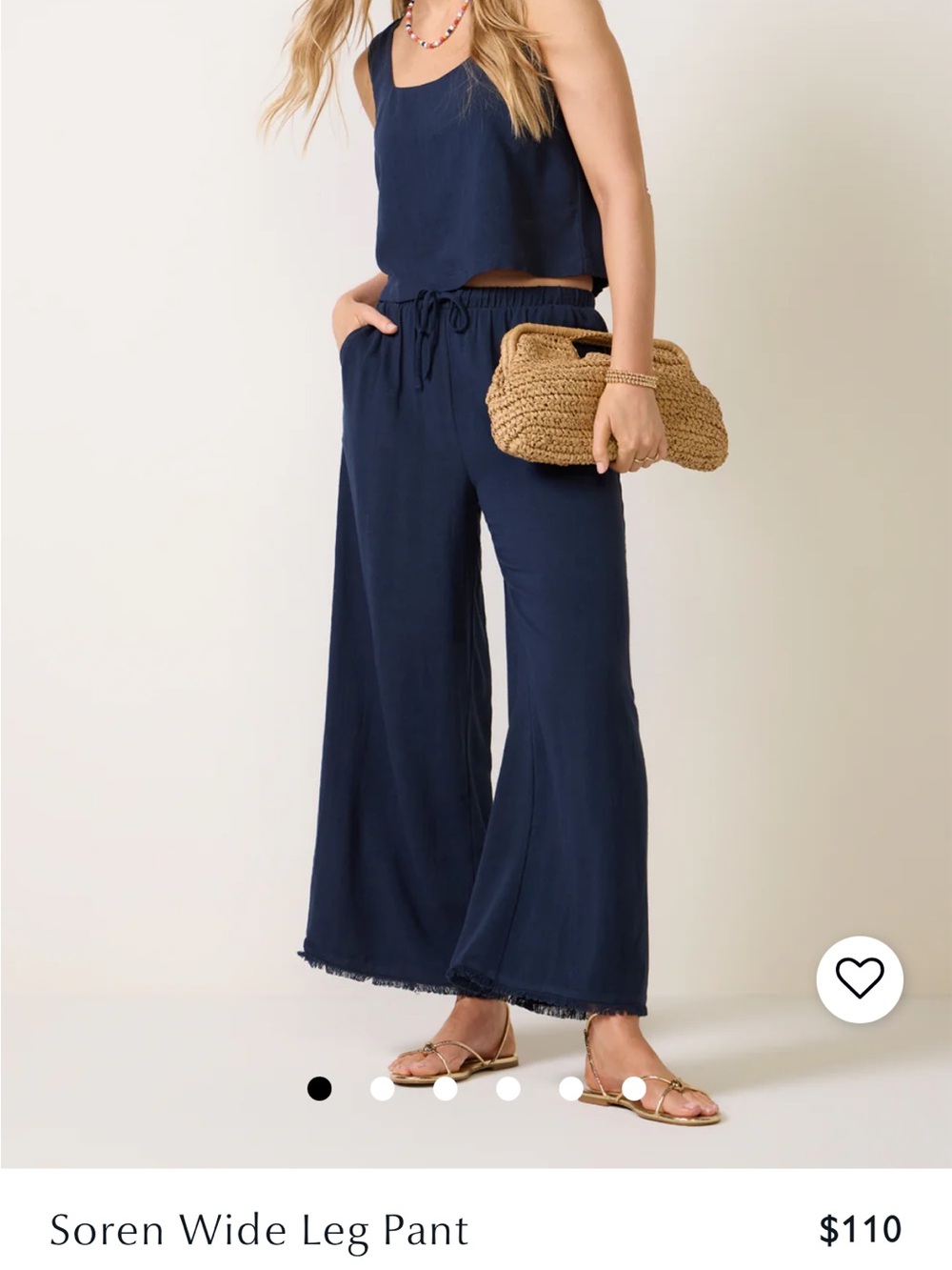 Navy Z Supply set: Soren Wide Leg Pant & Matching Top